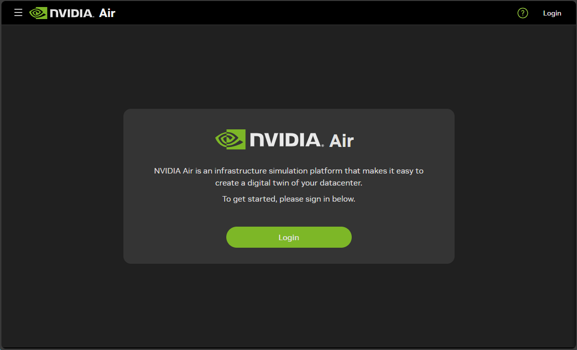NVIDIA Air landing page