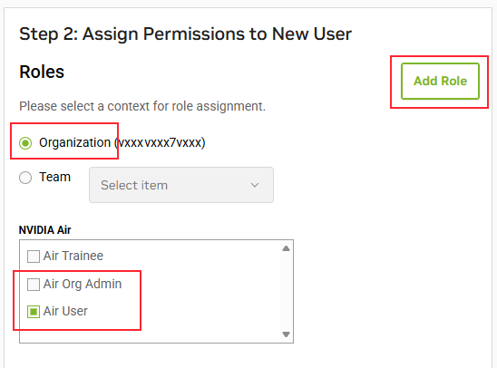 Assign Air roles to a user
