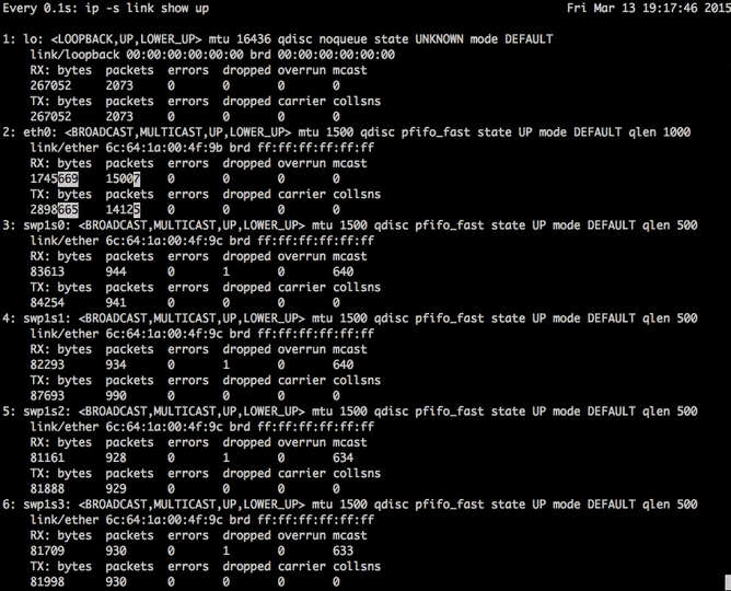 watch command for ip dash s link show