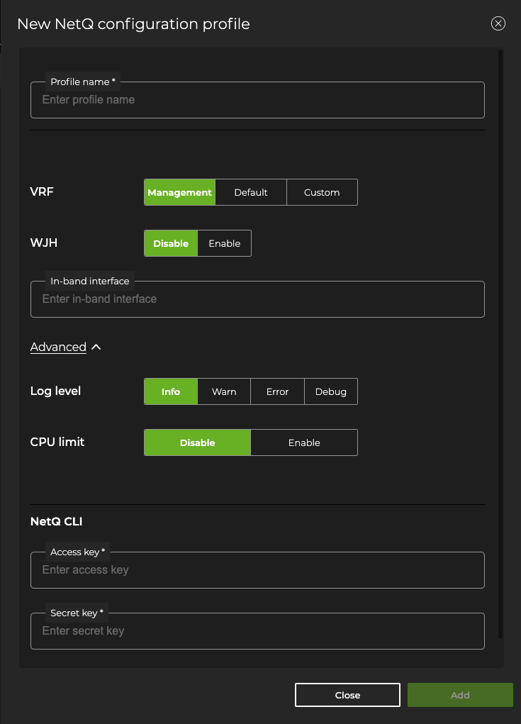 card displaying agent configuration profile settings