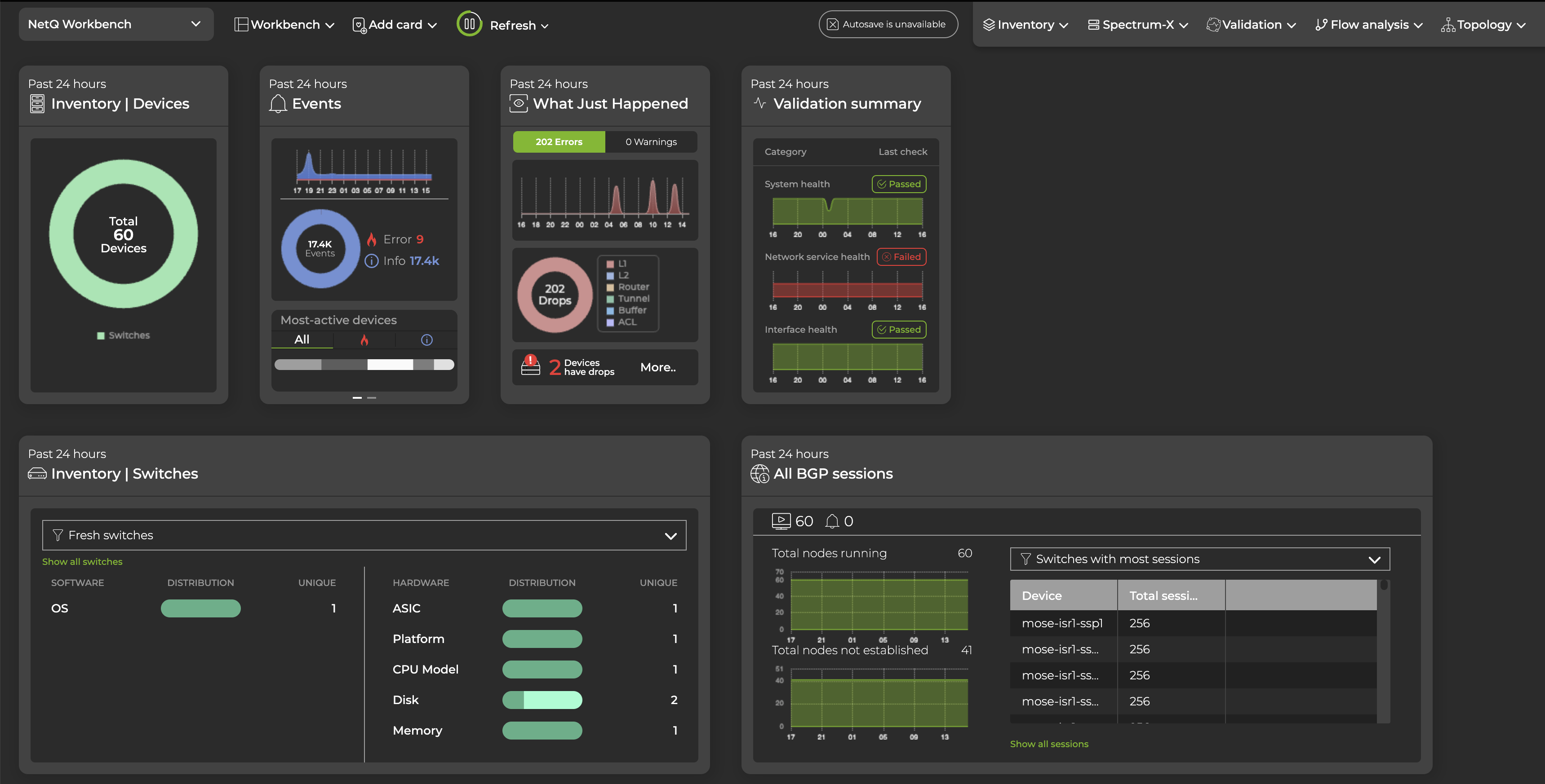 workbench displaying task bar and dashboard