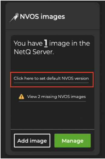 card highlighting link to set default NVOS version