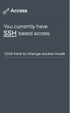 access card displaying SSH credential configuration