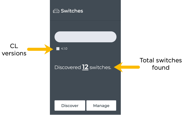 switches card displaying 12 discovered switches with Cumulus Linux version 4.1.0