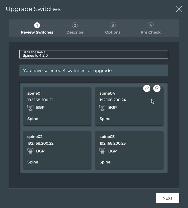 switch assigned a spine roll with dropdown to change role