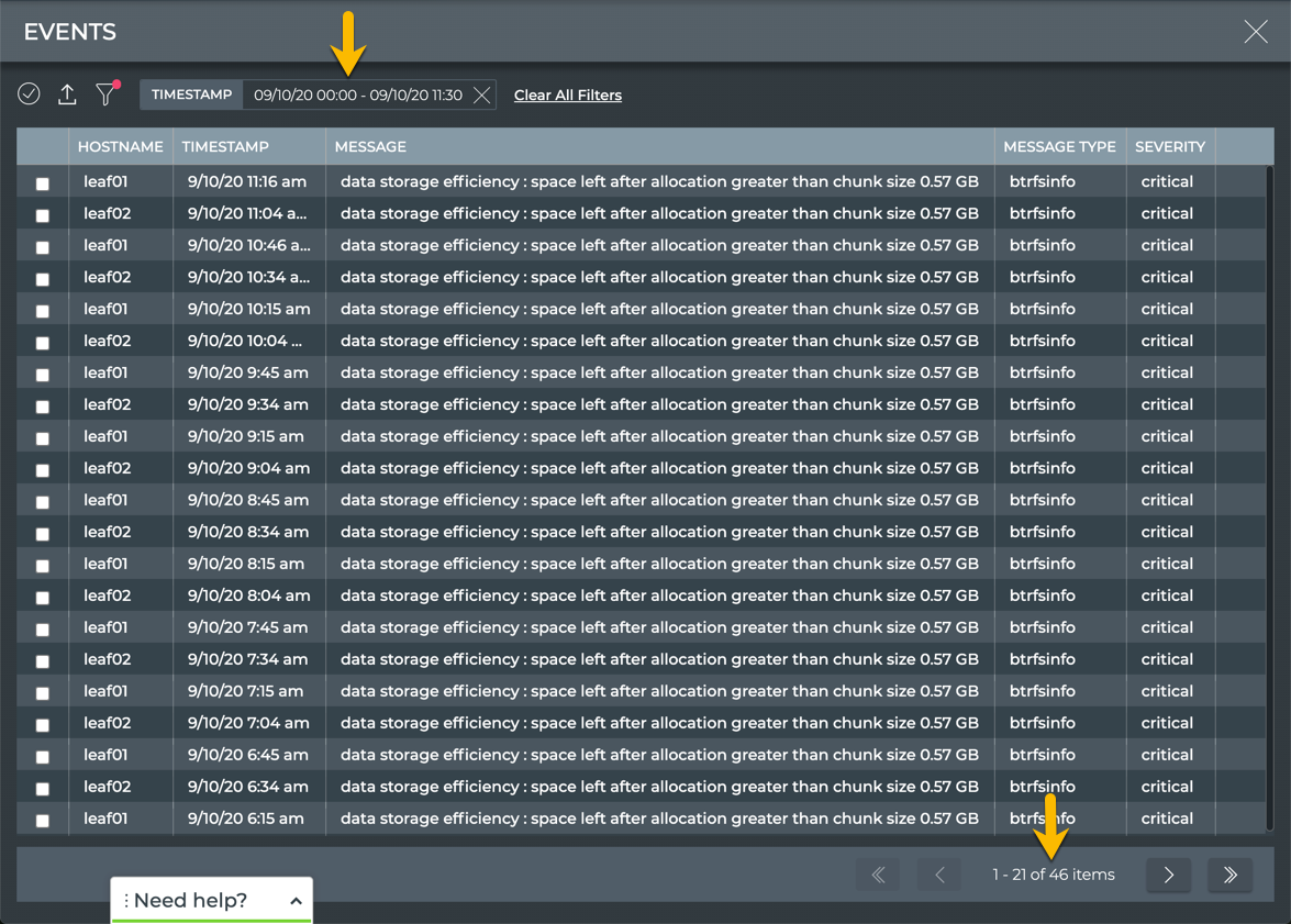 All system and TCA events across the network between midnight and 11:30am